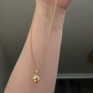 18K Real Gold Love  Knot Style  Pendant Necklace